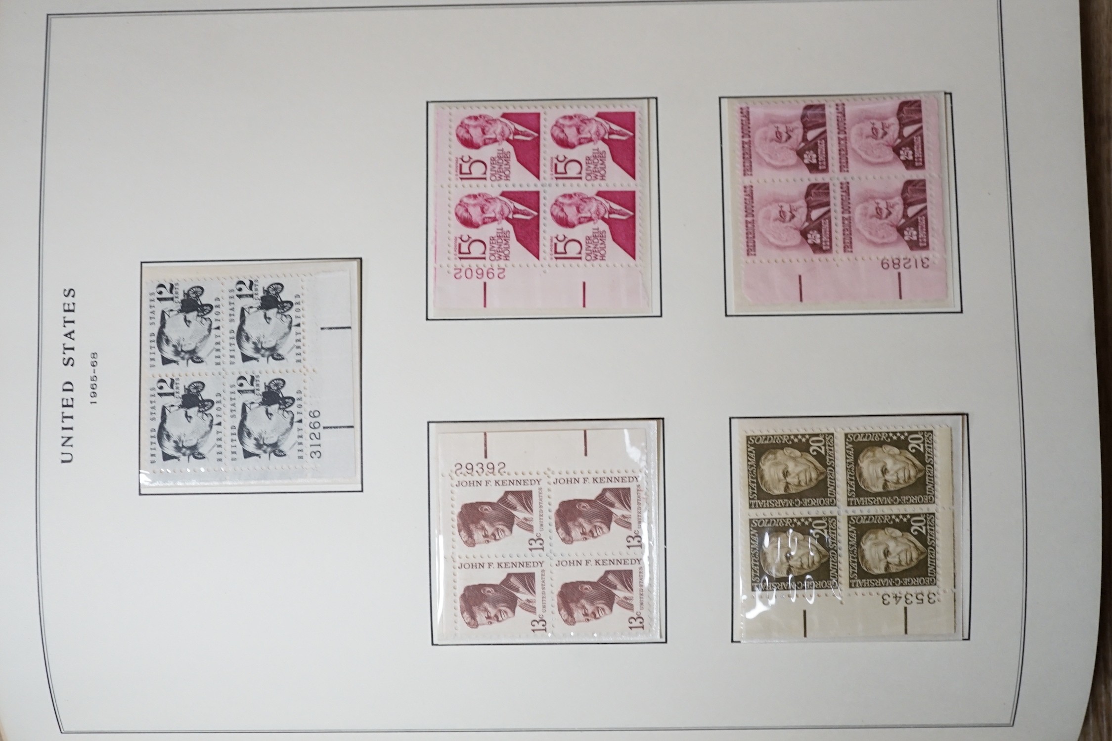 Box of World stamps in four albums and stock book, auction folders, with France, Germany, USA, Scandinavia